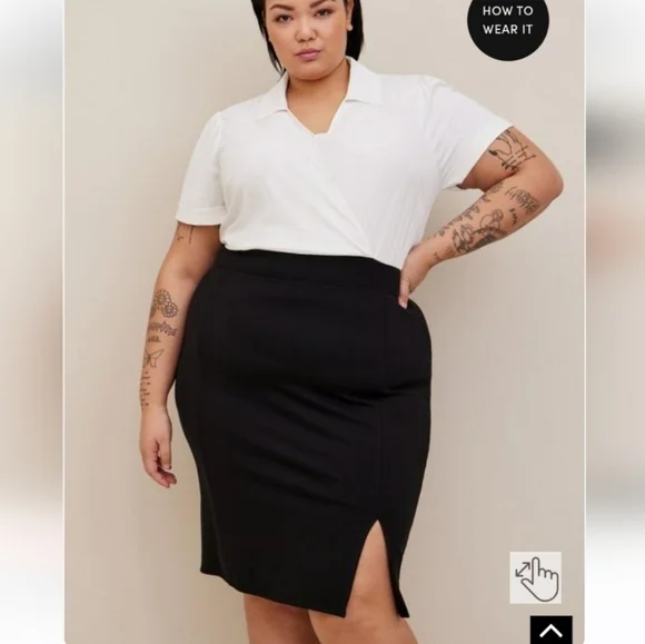 Torrid 6X Black Pencil Skirt Knee-Length Work Style - Picture 2 of 2